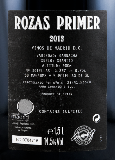 2013 Comando G Rozas Primer Vinos de Madrid red 1.5L
