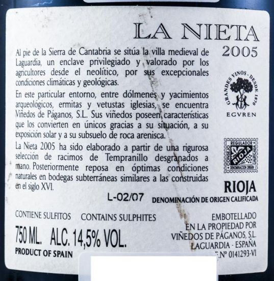 2005 Vinedos de Paganos La Nieta Rioja tinto
