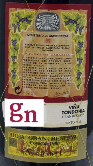 1980 López de Heredia Viña Tondonia Gran Reserva tinto