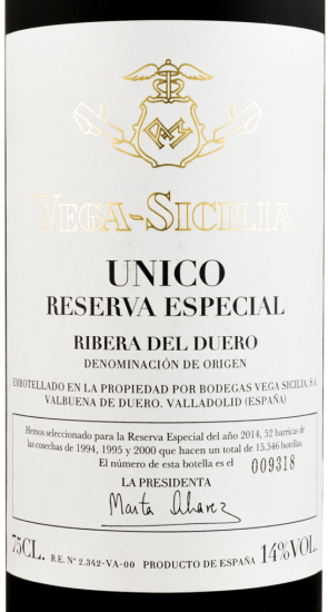 2014 Vega-Sicilia Unico Reserva Especial Ribera del Duero tinto