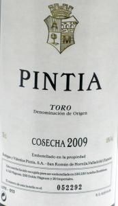 2009 Pintia Toro red