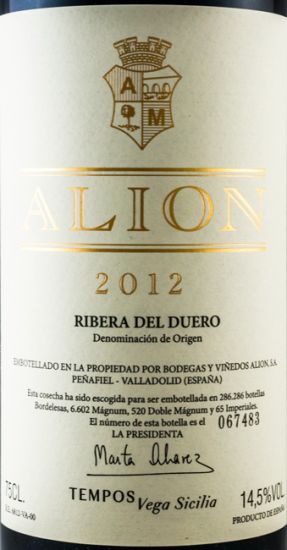 2012 Alión Cosecha Ribera del Duero tinto