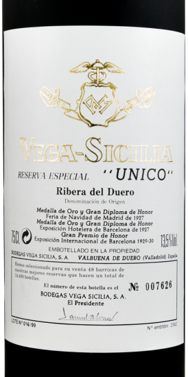 1999 Vega-Sicilia Unico Reserva Especial Ribera del Duero tinto