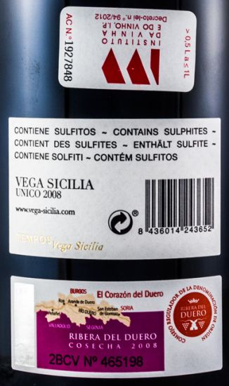 2008 Vega-Sicilia Unico Ribera del Duero tinto