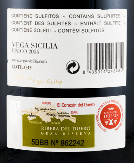 2004 Vega-Sicilia Unico Ribera del Duero red