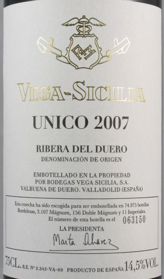 2007 Vega-Sicilia Unico Ribera del Duero tinto