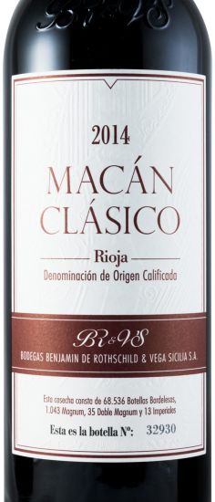 2014 Benjamin de Rothschild & Vega-Sicilia Macán Clásico Rioja tinto
