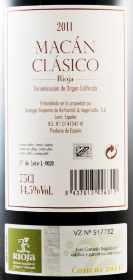 2011 Benjamin de Rothschild & Vega-Sicilia Macán Clásico Rioja tinto