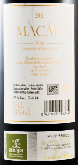 2012 Benjamin de Rothschild & Vega-Sicilia Macán Rioja tinto