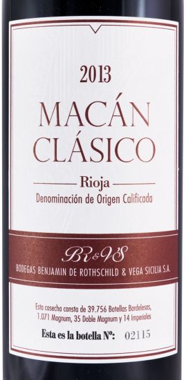 2013 Benjamin de Rothschild & Vega-Sicilia Macán Clásico Rioja tinto