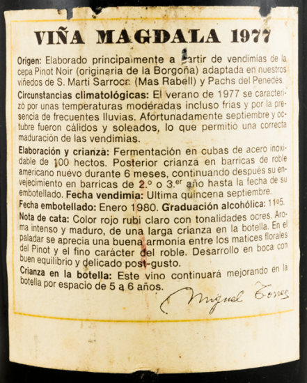 1977 Torres Viña Magdala Penedès tinto
