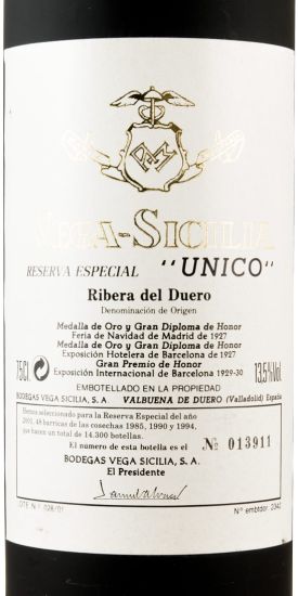 2001 Vega-Sicilia Unico Reserva Especial Ribera del Duero tinto