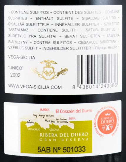 2002 Vega-Sicilia Unico Ribera del Duero tinto