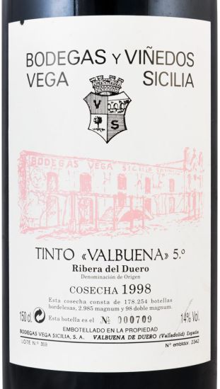 1998 Vega-Sicilia Valbuena 5º Ribera del Duero tinto 1,5L
