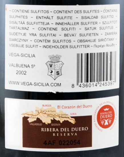 2002 Vega-Sicilia Valbuena 5º Ribera del Duero tinto