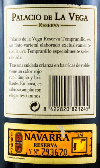 2007 Palacio de la Vega Tempranillo Reserva Navarra tinto