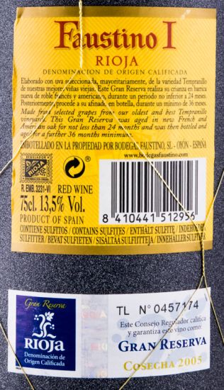 2005 Faustino I Gran Reserva tinto