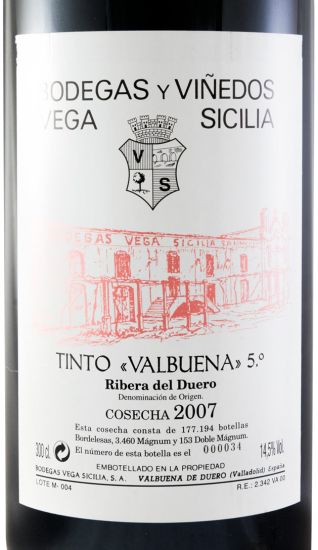 2007 Vega-Sicilia Valbuena 5º Ribera del Duero tinto 3L