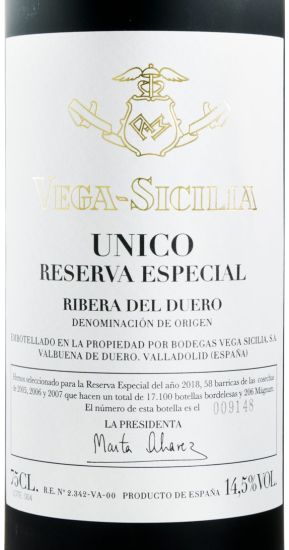 2018 Vega-Sicilia Unico Reserva Especial Ribera del Duero red