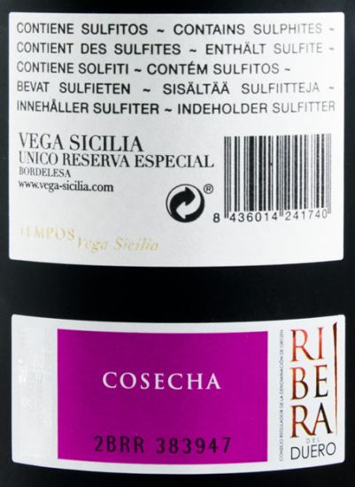2018 Vega-Sicilia Unico Reserva Especial Ribera del Duero red