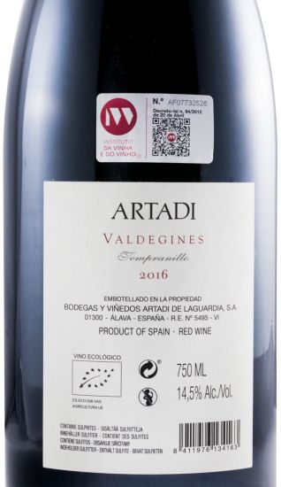 2016 Artadi Valdegines organic red