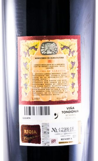 2001 López de Heredia Viña Tondonia Reserva tinto 1,5L