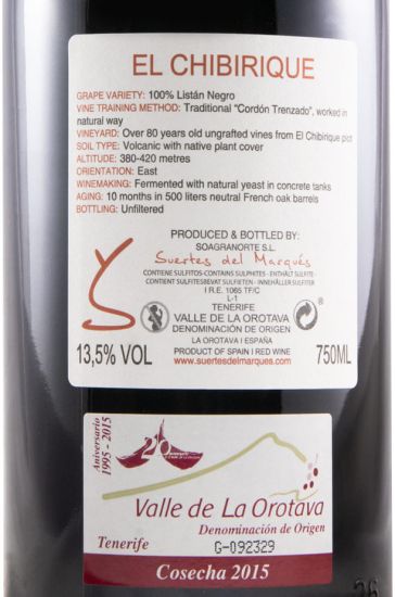 2015 Suertes del Marqués El Chibirique Tenerife tinto