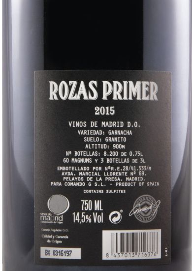 2015 Comando G Rozas Primer Vinos de Madrid red