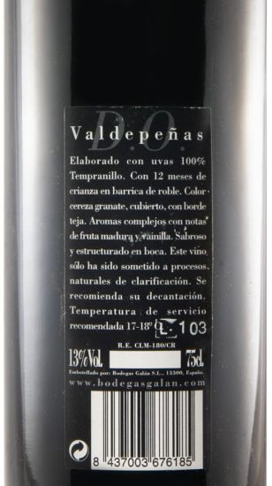 2000 Bodegas Galan Vina Luparia Reserva tinto