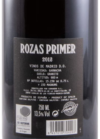 2018 Comando G Rozas Primer Vinos de Madrid red