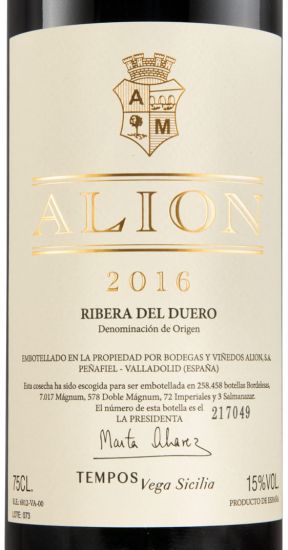 2016 Alión Cosecha Ribera del Duero tinto