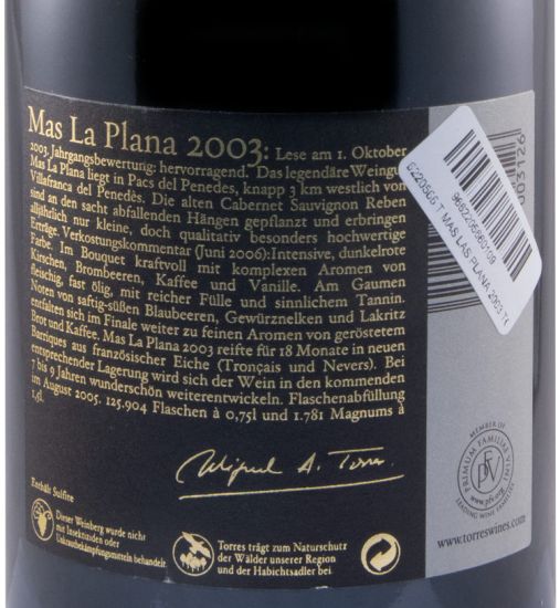 2003 Torres Mas La Plana Penedès red