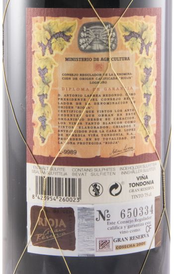 2001 López de Heredia Viña Tondonia Gran Reserva tinto