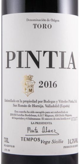 2016 Pintia Toro red