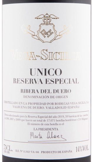 Vega-Sicilia Unico Reserva Especial Ribera del Duero 2019 Release tinto