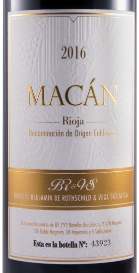2016 Benjamin de Rothschild & Vega-Sicilia Macán Rioja red