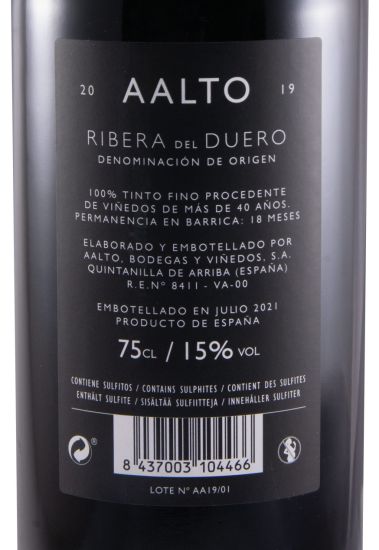 2019 Bodegas Aalto Ribera del Duero tinto