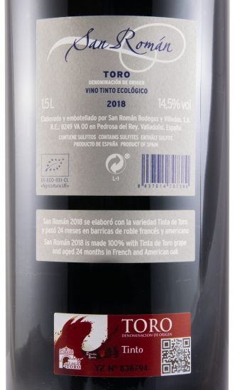 2018 Bodegas San Román Toro biológico tinto 1,5L