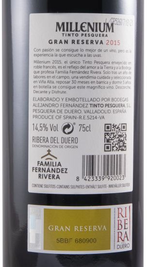2015 Pesquera Millenium Gran Reserva Ribeira del Duero tinto
