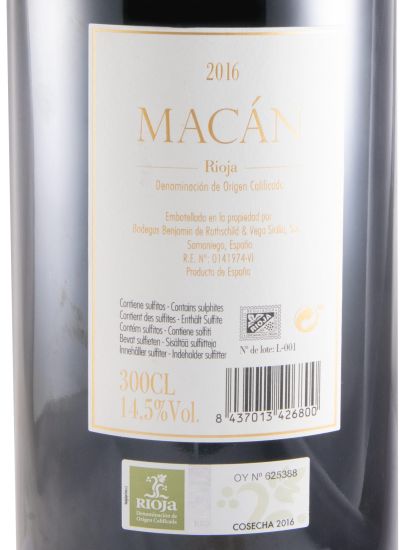 2016 Benjamin de Rothschild & Vega-Sicilia Macán Rioja tinto 3L