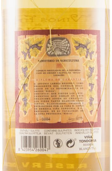 2010 López de Heredia Viña Tondonia Reserva Rioja branco