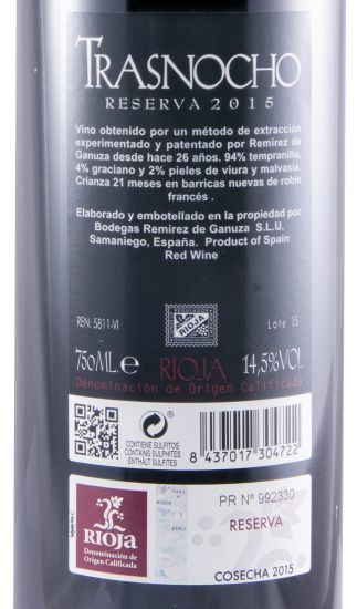 2015 Remírez de Ganuza Trasnocho Rioja red