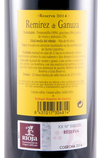 2014 Remírez de Ganuza Reserva Rioja tinto
