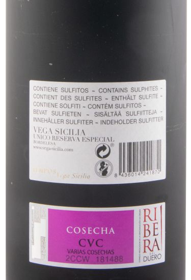Vega-Sicilia Unico Reserva Especial Ribera del Duero 2021 Release red