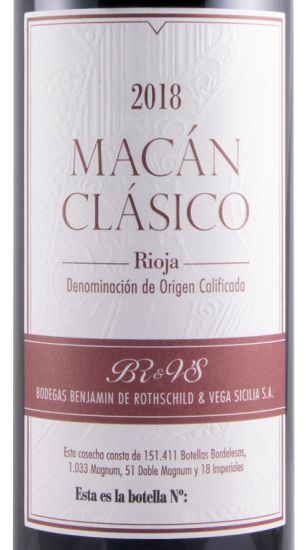 2018 Benjamin Rothschild & Veja-Sicilia Macán Clasico Rioja tinto