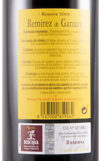 2008 Remírez de Ganuza Reserva Rioja tinto