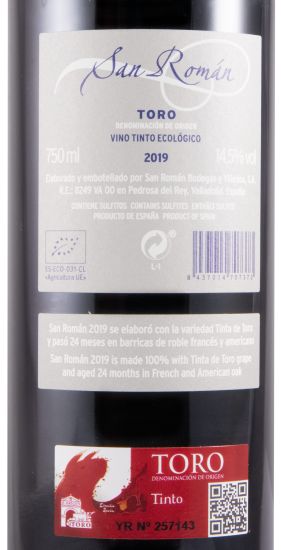 2019 Bodegas San Román Toro biológico tinto