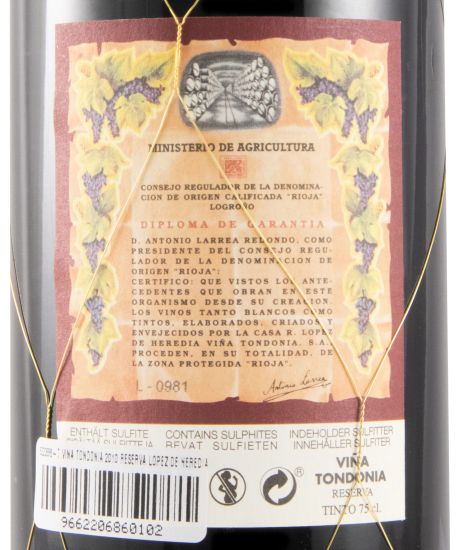 2010 López de Heredia Viña Tondonia Reserva red
