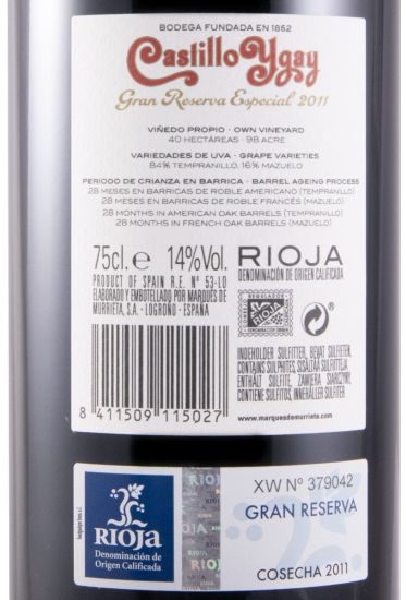 2011 Marqués de Murrieta Castillo Ygay Gran Reserva Especial Rioja tinto