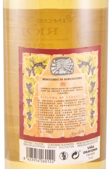 2015 López de Heredia Viña Gravonia Crianza branco